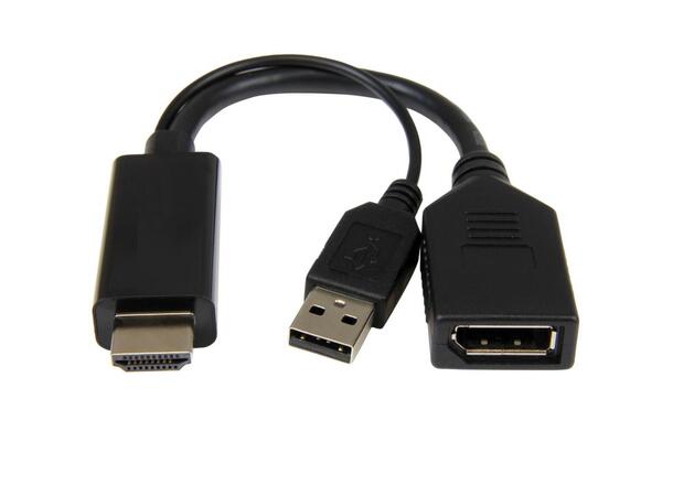 LinkIT HDMI han-Displayport hun adap Svart, Med USB för strömförsyning