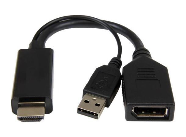LinkIT HDMI han-Displayport hun adap Svart, Med USB för strömförsyning 