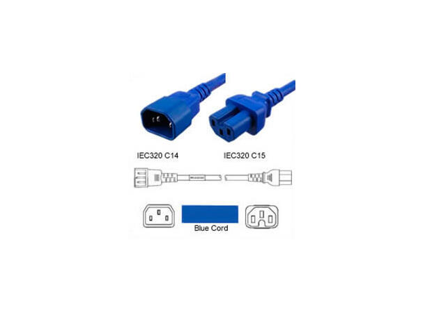 LinkIT strömkabel C15/C14 blå 0,5m 3 x 1,00mm² | PVC