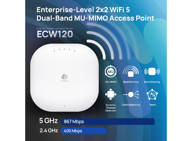 EnGenius ECW120 - Indoor AP Cloud5 | 2x2 | Wi-Fi 5 | 12W 