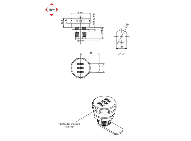 Lande Digit Lock for PROline 3-digit code 