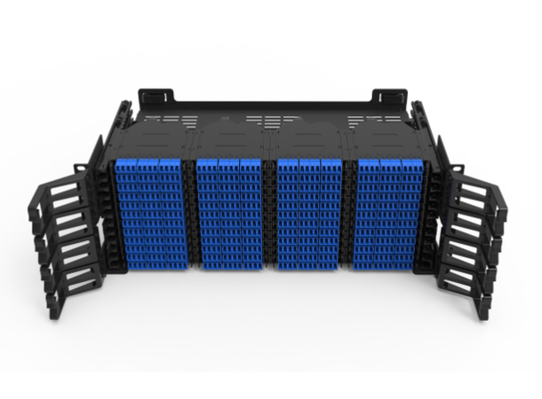 LinkIT 4U slimpanel för 48xMPO kassetter upp till 576 fiber uten kassetter 