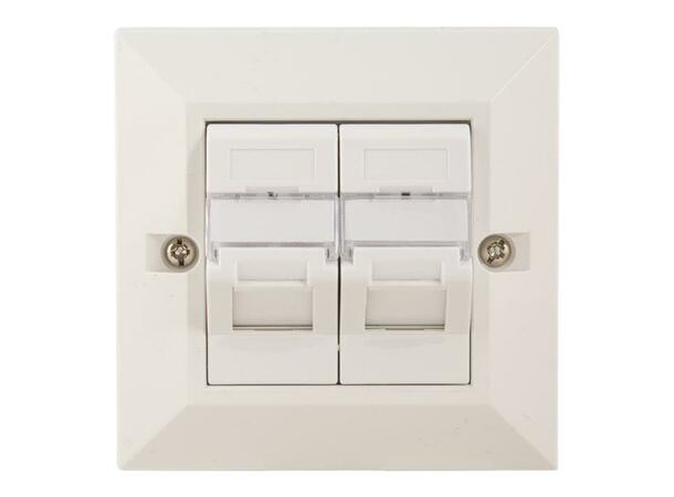 LinkIT Cat.6A UTP 86x86 Frame 2xRJ45 för outlet box duct / wall box86x86mm 