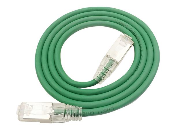 LinkIT SlimPatch F/UTP Cat6a Grön 0.2m AWG 28/1 | LSZH | 4.7mm 