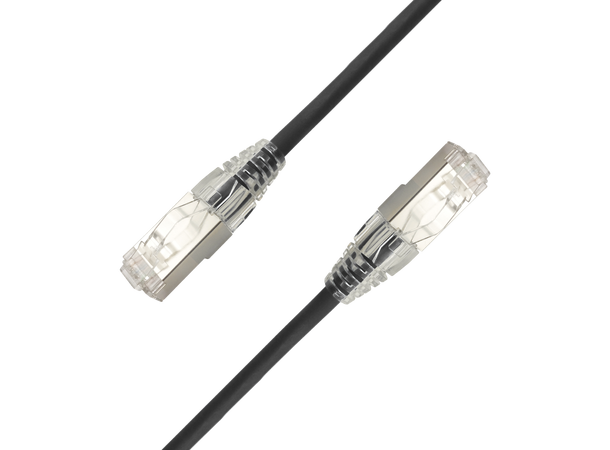 LinkIT SlimPatch F/UTP Cat6a Svart 3m AWG 28/1 | LSZH | 4.7mm 