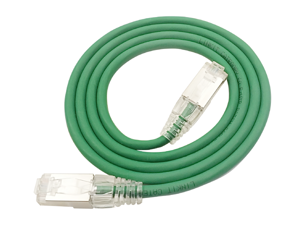 LinkIT SlimPatch F/UTP Cat6a grønn 0.2m AWG 28/1 | LSZH | 4.7mm 