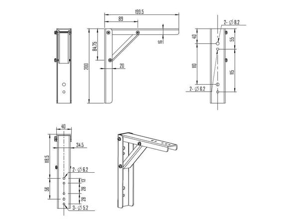 Stoltzen väggfäste för projektorduk 20cm Metall 