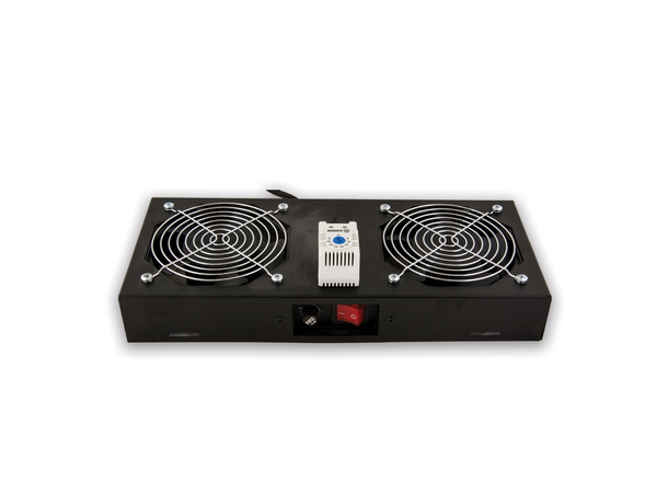 Lande Viftemodul for veggskap Svart 2 vifter | m/justerbar termostat 