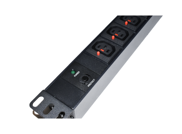 LinkIT 19" Strømskinne 10xC13 låsbare 2m C14 | 10A | Overload protection | 1U 