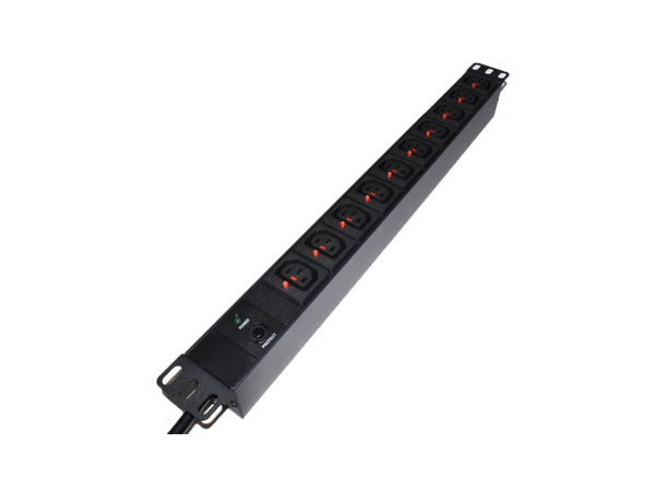 LinkIT 19" Strømskinne 10xC13 låsbare 2m C14 | 10A | Overload protection | 1U 