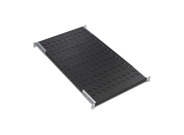 Lande 19" Fasthylle 1U D740 Svart Feste foran/bak | 650-850mm | 50kg 