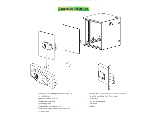 Lande Wall cab. Grey  7U W600xD600 Code ANTIvandal|w/Code lock 