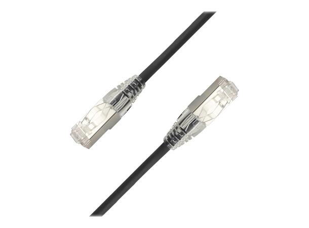 LinkIT SlimPatch F/UTP Cat6a svart 0.2m AWG 28/1 | LSZH | 4.7mm 