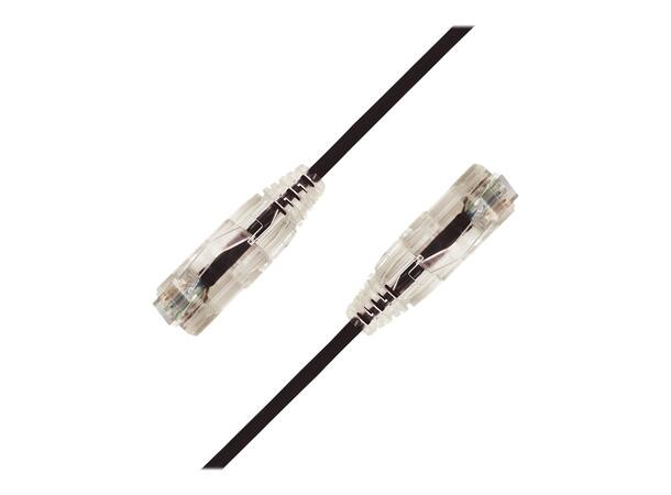 LinkIT SlimPatch U/UTP Cat6a Svart 0.5m AWG 28/7 | LSZH | 3,6mm 