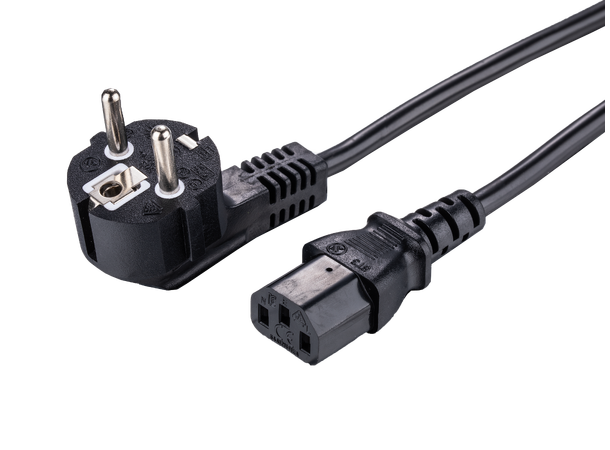 LinkIT strömkabel CEE 7/7 - C13 svart 1m Vinklet Schuko - C13 | PVC | 3x0,75mm²