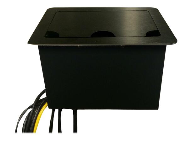 LinkIT LB2BP Bordsbrunn Svart ACx2 komplett med kabeluppsamlare 