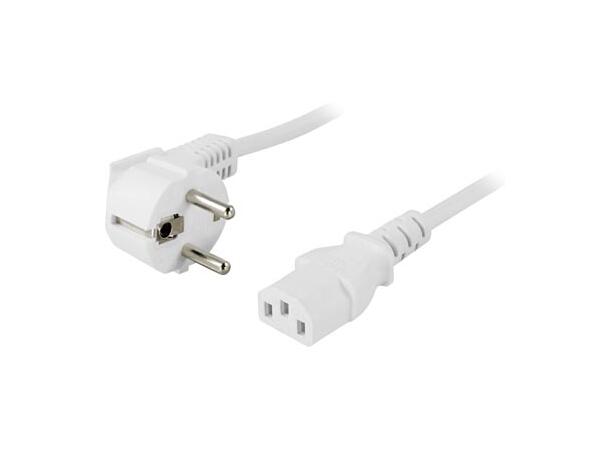 LinkIT strömkabel CEE7/7 - C13 Vit 2m Vinklet Schuko - C13 | PVC | 3x 0,75 mm² 