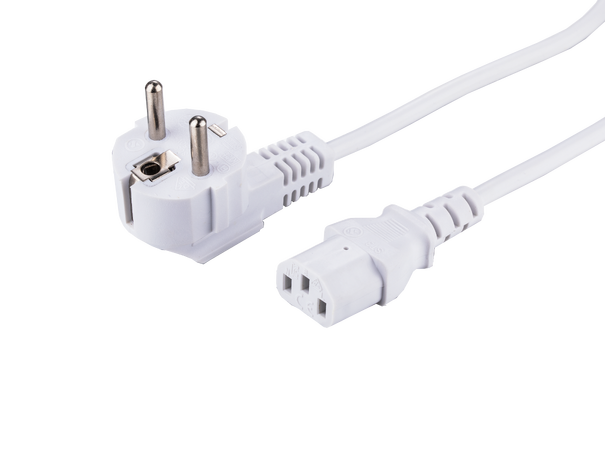 LinkIT strömkabel CEE7/7 - C13 Vit 2m Vinklet Schuko - C13 | PVC | 3x 0,75 mm² 