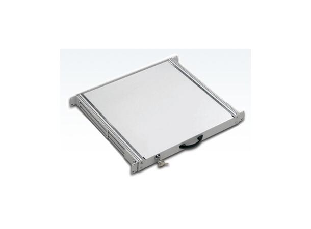 Lande 19" Skuff m/lås 1U 400mm | Opp til 50kg last | Grå 