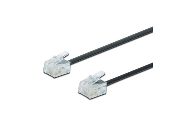 Teleledning RJ11-RJ11 (4P4C),  3 meter Svart, modular kabel 