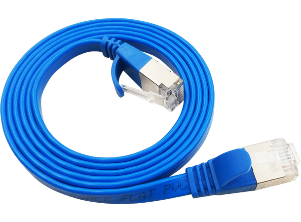 LinkIT Flat U/FTP Cat6a Blå 5m AWG 32/7 | PVC | 1,85x6mm 