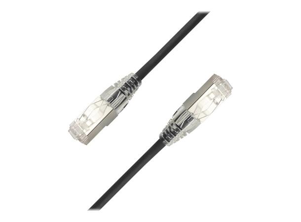 LinkIT SlimPatch F/UTP Cat6a svart 2m AWG 28/1 | LSZH | 4.7mm 