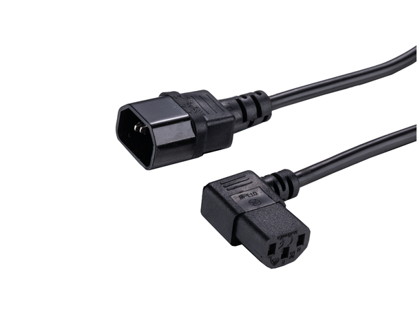 LinkIT strömkabel C14/C13 svart 2m Høyre vinklet C13 | 3 x 0,75 mm² | PVC