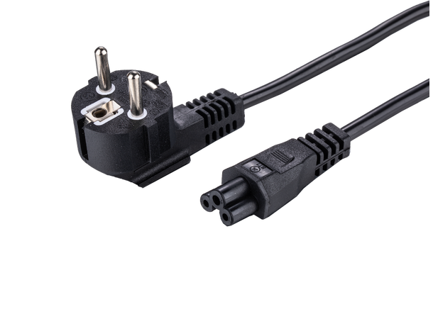LinkIT strömkabel CEE 7/7 - C5 svart 3m Vinklet Schuko | PVC | 3 x 0,75 mm²