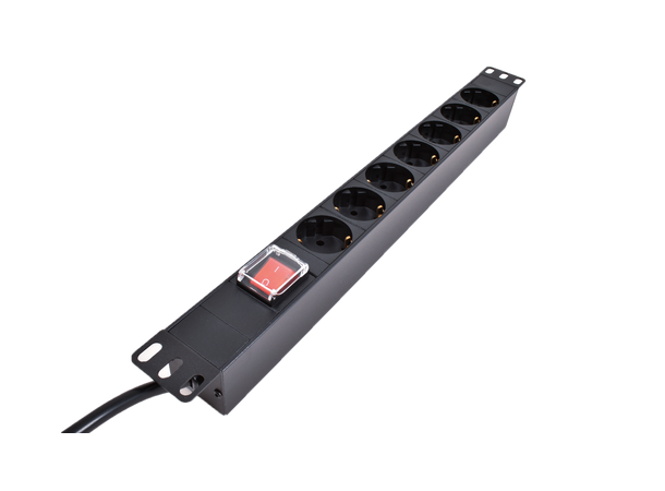 LinkIT 19" Power rail 7xCEE 7/4 2m CEE 7/7 | 16A | Overload protector | 1U 