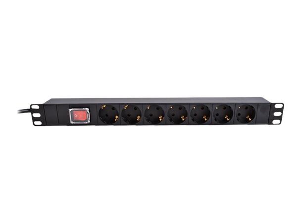 LinkIT 19" Power rail 7xCEE 7/4 2m CEE 7/7 | 16A | Overload protector | 1U 