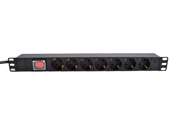 LinkIT 19" Strømskinne 7xCEE 7/4 2m CEE 7/7 | 16A | Overload protector | 1U 