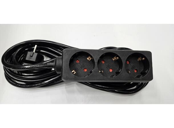 Elivi Powerstrip 3 Socks 5m Black | Without on/off switch 