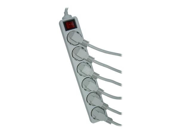 Elivi Powerstrip 6 Socks 5m White | With on/off switch 