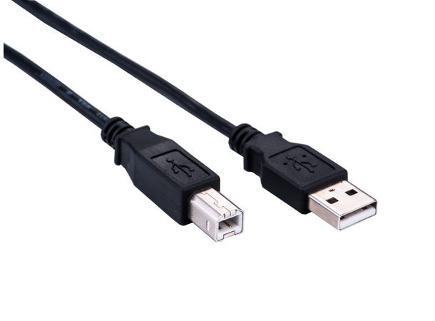 Elivi USB A till B kabel 5 meter 2.0, Svart (Stor B kontakt)