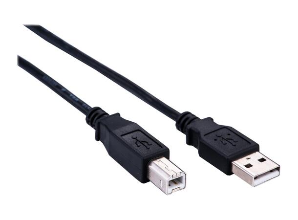 Elivi USB A till B kabel 5 meter 2.0, Svart (Stor B kontakt)