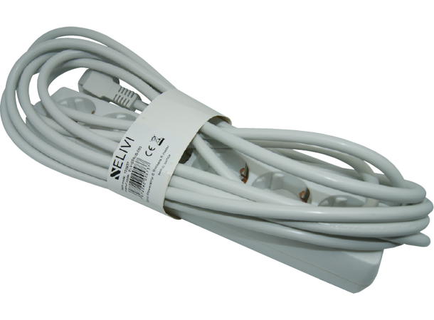 Elivi Powerstrip 6 Socks 5m White | Without on/off switch 