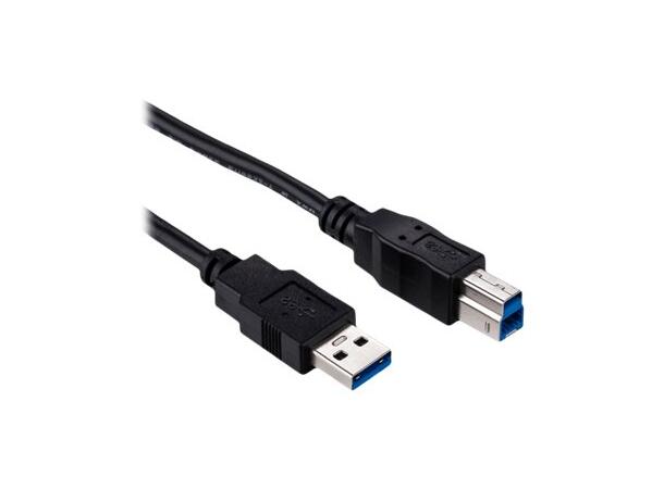 Elivi USB 3.0 A til B kabel 2 meter Svart (Stor B kontakt) 