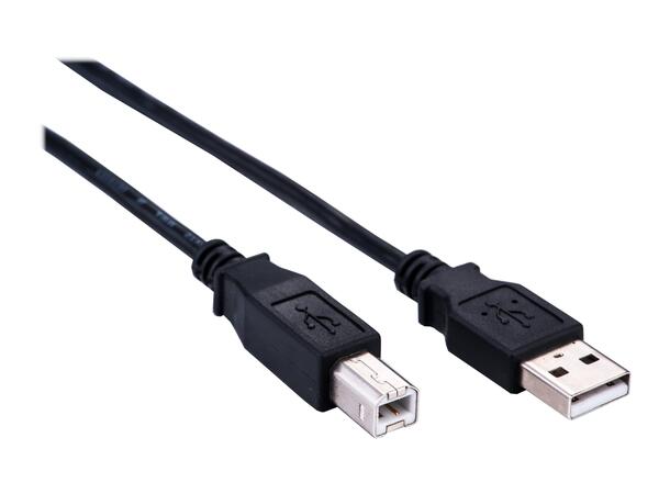 Elivi USB A till B kabel 1 meter 2.0, Svart (Stor B kontakt)