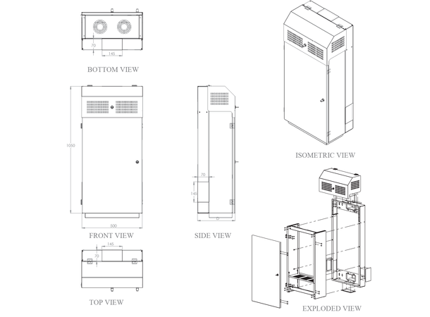 Lande Slimbox Server 2+4U W500xD400xH1050 | Black 