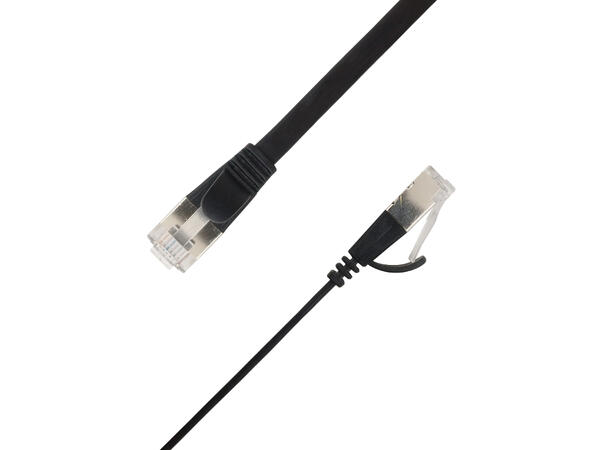 LinkIT U/FTP Cat.6A Flat Svart Patch, PVC, 1,85x6mm, 32AWG 