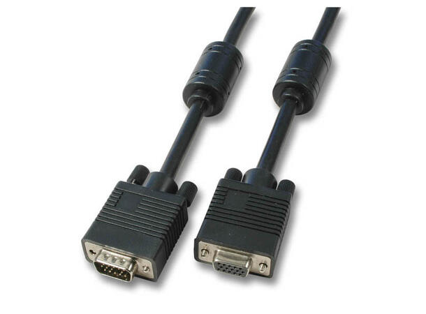 SVGA kabel, male/female 2 meter Gold plated, black 