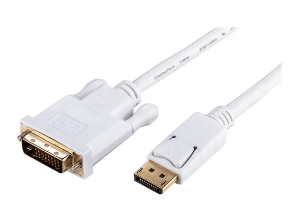 LinkIT DisplayPort til DVI-D  2 m Hvit 1920x1080@60Hz | 28 AWG | White 