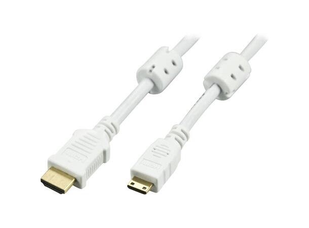 LinkIT HDMI A19 - Mini HDMI, hvit 1.4 High Speed m. Ethernet, hvit 