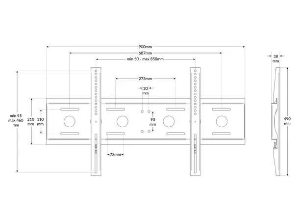 Edbak Universal Flat Wall Mount for 50-86" Screens 