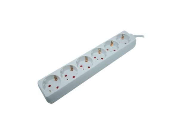 Elivi Grenuttag 6 uttag 3m Vit | Jordad | u/brytare 