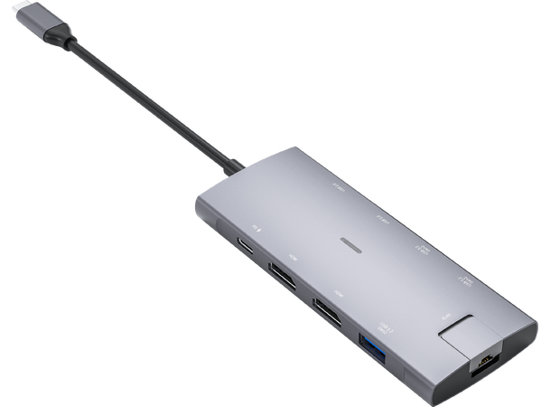 Elivi PRO USB-C Docking 9 in 1 Multiport Adapter HUB, 10Gpbs, SpaceGrå 