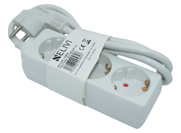 Elivi Powerstrip 3 Socks 1,5m White | Without on/off switch 