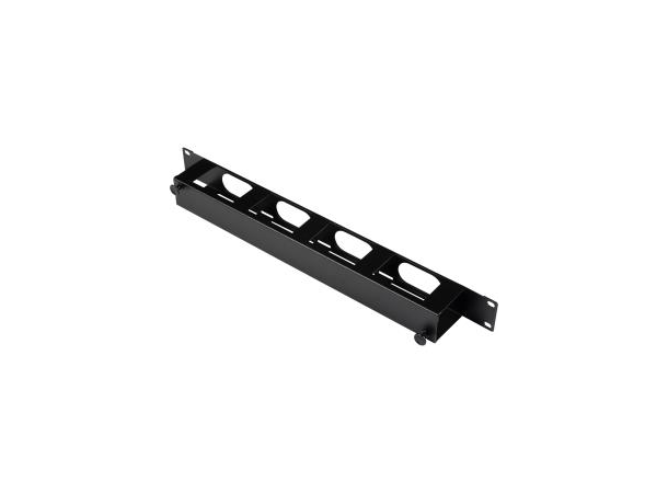 Lande 19" Cable guide w/lid Black 1U w/Buttoned lid 