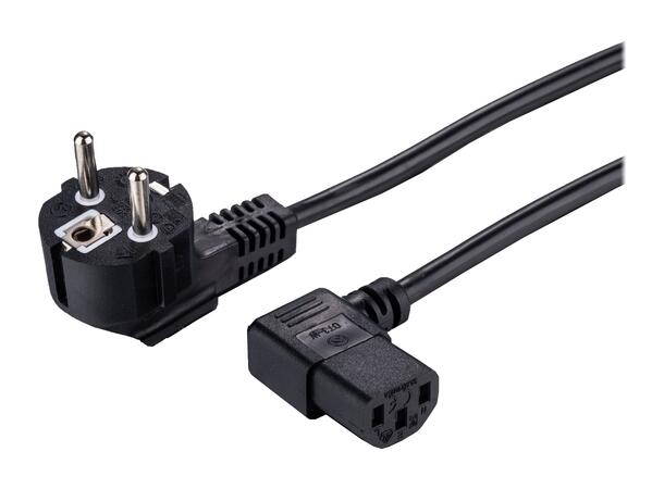 LinkIT strømkabel CEE 7/7 - C13 svart 2m vinklet | 3x0,75mm² | PVC 