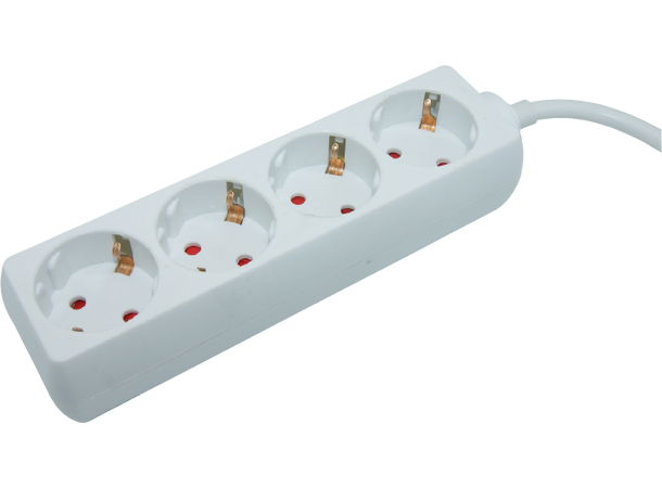 Elivi Grenuttag 4 uttag 1,5m Vit | Jordad | u/brytare 